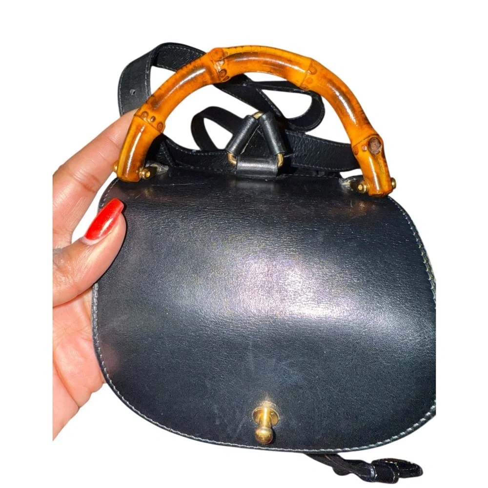 Gucci Black Leather Bamboo Mini Backpack